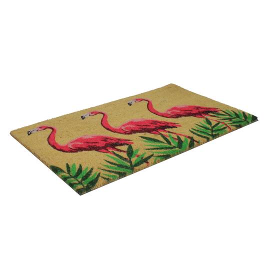 Pink & Green Flamingo Doormat